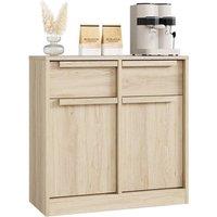 VOGREX Wooden Large Sideboard Storage Cupboard 2 Doors 2 Drawers in Light Oak