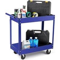 VOGREX 2 Tier Heavy-Duty Metal Utility Cart with Wheels 330 Lbs in Blue