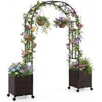 NESTLUNE 200cm Garden Arch Trellis with 2 Planter Boxes in Brown | Size: 1.25kg