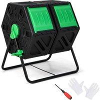 NESTLUNE Heavy-Duty Rotating Compost Bin Tumbler Garden in Black | Size: 100 cm x 60 cm
