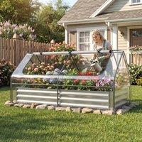 SPETLEK 174 x 84 x 30 cm Planter Box with Mini Greenhouse in Clear | Size: 0.6m2