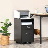 EONLION Mobile File Cabinet Lockable Documents Storage in Black | Size: 100 cm