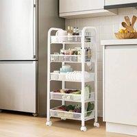 VOGREX Small Rolling Cart, 5-Tier Utility Cart On in White