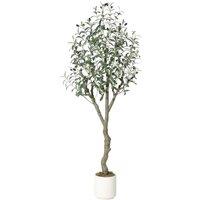 VOGREX 5ft Artificial Olive Tree, Realistic Faux Plant in Green