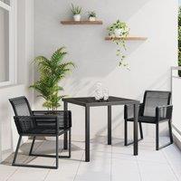 Berkfield Home 3 Piece Garden Dining Set Black Poly Rattan
