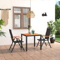 Berkfield Home 3 Piece Garden Dining Set Black & Brown