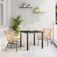 Berkfield Home 3 Piece Garden Dining Set Brown Poly Rattan
