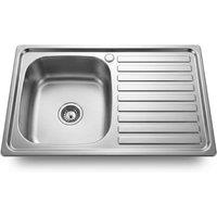 INMTFEI 304 Stainless Steel Kitchen Sink Single Bowl with Drainer Board in Silver