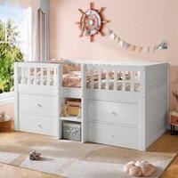 okwish 3ft Single Low Loft Bed with Storage Drawers in White