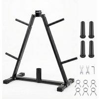 Centra Weight Plate Storage Rack Olympic Plate Holder Gym Weight Stand Tree in Black