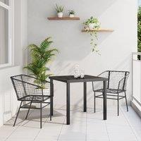 Berkfield Home 3 Piece Garden Dining Set Black Poly Rattan