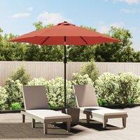Berkfield Home Outdoor Parasol with LED Lights & Steel Pole 300 cm Terracotta in Brown