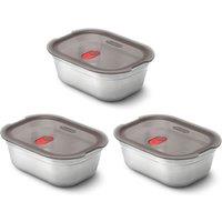Black + Blum Set of 3 Steel Food Box Large 1200ml - Grey & Red
