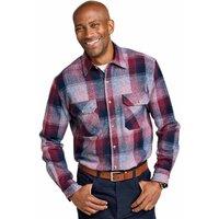 Pegasus Men's Long Sleeve Brushed Cotton Check Shirt with Chest Pockets in Burgundy | Size: XL