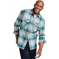 Pegasus Men's Long Sleeve Brushed Cotton Check Shirt with Chest Pockets in Dark Green | Size: 3XL