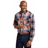 Pegasus Men's Long Sleeve Brushed Cotton Check Shirt with Chest Pockets in Navy | Size: XL