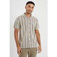 Brave Soul Men's Striped Woven Shirt in Ecru | Size: Medium