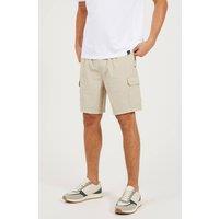 Brave Soul Men's Woven Cargo Style Shorts in Stone | Size: Large