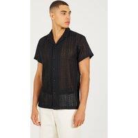 Brave Soul Men's Short Sleeve Sheer Shirt in Black | Size: Large