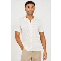 Brave Soul Men's Revere Collar Knitted Polo Shirt in White | Size: XL
