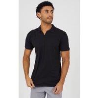 Brave Soul Men's Cotton Open Collar Polo Shirt in Black | Size: XL