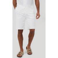 Brave Soul Men's Textured Drawcord Shorts in Off-White | Size: Small