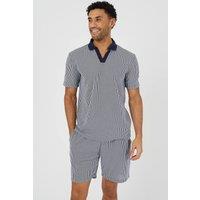 Brave Soul Men's Striped Elasticated Waist Shorts in Navy | Size: 2XL
