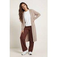 Urban Bliss Women's Wool Blend Longline Cardigan in Khaki | Size: Medium