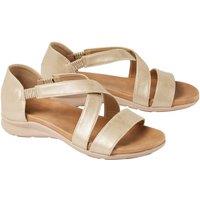 Amelie Di Santi Women's Cross-Over Faux Leather Sandals with Flexible Sole, 2.5cm Heel in Beige | Size: 8