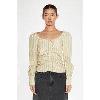Shnoo Women's Gathered-Front Top in Beige | Size: 12