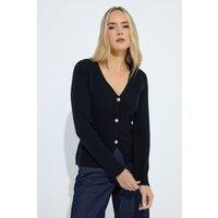 Long Tall Sally Women's Tall Button Cardigan in Black | Size: 8-10