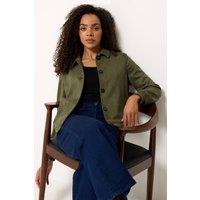 M&Co Women's Button Up Faux Suede Shacket in Olive | Size: 10