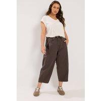 Yours Women's Barrel Leg Cropped Jeans in Chocolate | Size: 30-32