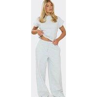 EGO Women's Wide Leg Mid Rise Joggers in Light Grey | Size: 6