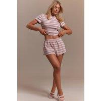 EGO Women's Striped Mini Shorts in Light Grey | Size: 6