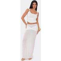 EGO Women's Twist Front Chiffon Mid Rise Maxi Skirt in White | Size: 8