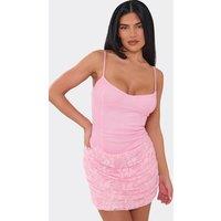 EGO Women's Strappy Contrast Lace Mini Dress in Light Pink | Size: 8