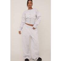 EGO Women's Wide Leg Mid Rise Joggers in Light Grey | Size: 6