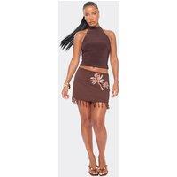 EGO Women's Beaded Mini Skirt in Chocolate | Size: 8