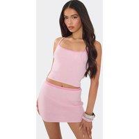 EGO Women's Strappy Straight Neck Contrast Trim Knit Vest in Dusty Pink | Size: Small