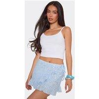 EGO Women's Asymmetric Hem Mini Skirt in Baby Blue | Size: 10