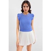 Big Dart Women's Ribbed Sleeveless Crew Neck Blouse in Cobalt | Size: Small