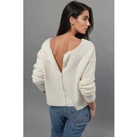 Hiccup Women's Ultra Soft Crew Neck Buttoned Dual-use Cardigan in Beige | Size: Large