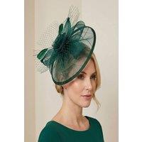 Vellin Women's Statement Floral Mesh Fascinator with Feather Detail in Green