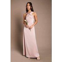 Coast Women's Twisted Halterneck Satin Maxi Bridesmaid Dress in Blush | Size: 16