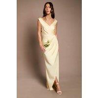 Coast Women's Honoured Ruched Waist Detail Satin Bridesmaid Dress in Lemon | Size: 16