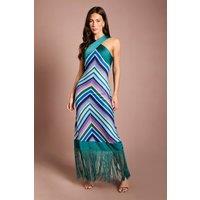 Coast Women's Cross Neck Crochet Maxi Dress in Teal | Size: 8