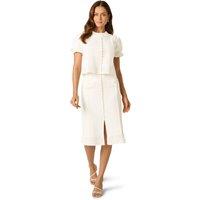 Adrianna Papell Women's Button Sweater Skirt in Ivory | Size: Medium