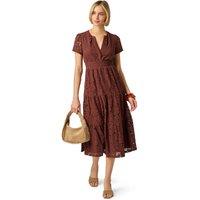 Adrianna Papell Women's Lace Tiered Midi Dress in Brown | Size: Large