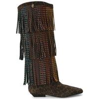 Kurt Geiger London Women's 'Western Fringe Pull On' Boots in Dark Brown | Size: 3
